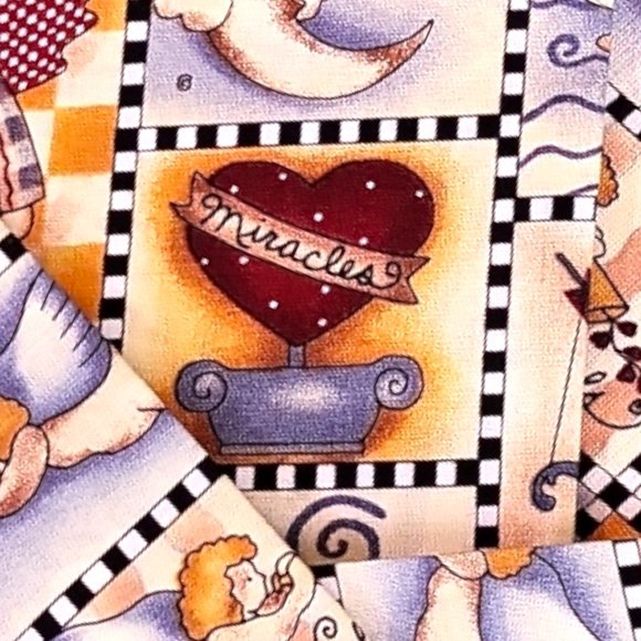 Home Dining Cloth Napkins Set (4) Messages From Angels Pattern Super Colorful - Picture 5 of 8